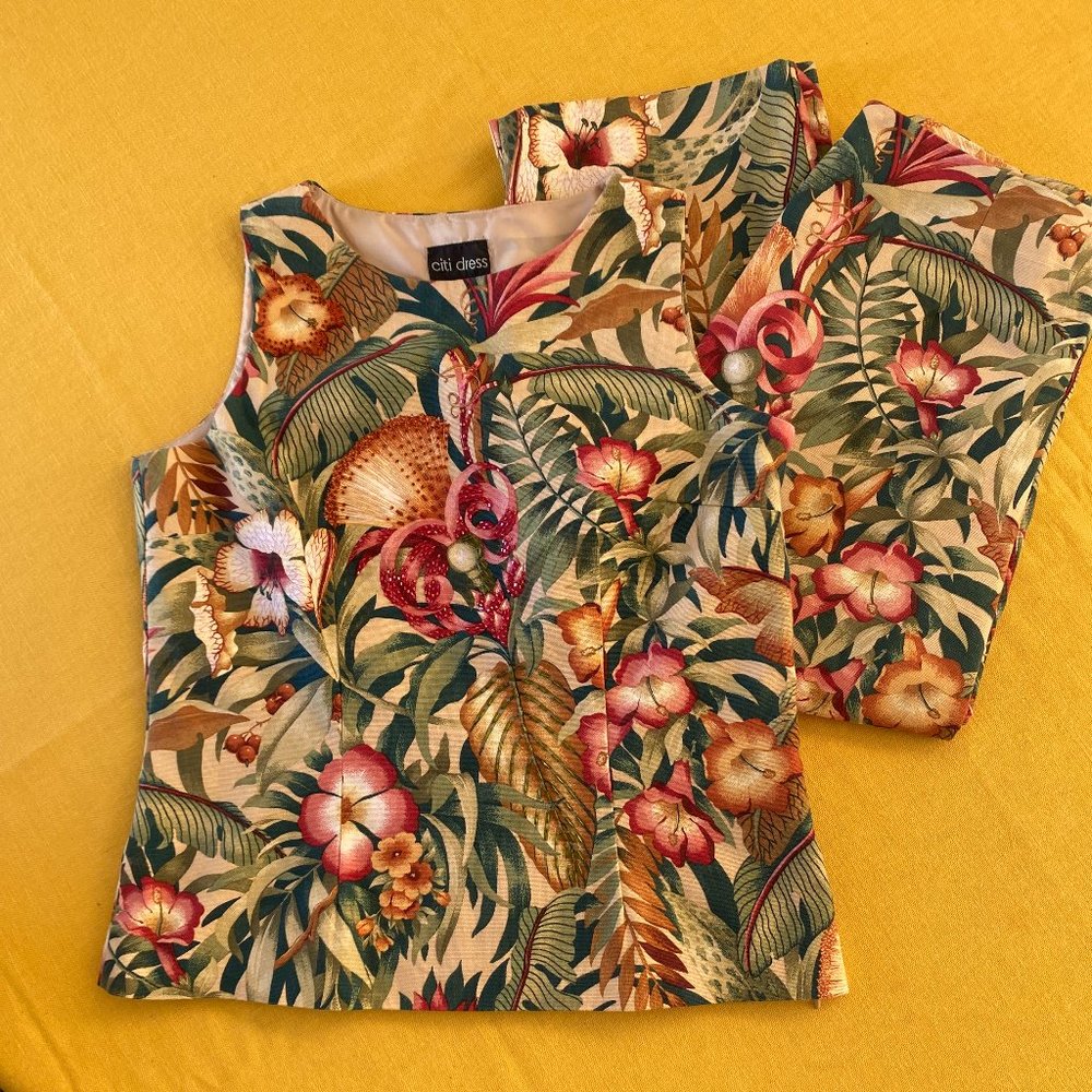 SOLD citi dress 2 piece Sleeveless Floral Capri Pant Set 100% Cotton NWOT - Picture 11 of 11